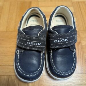 Geox Navy Blue Kids Moccasins with Hook-and-Loop Strap